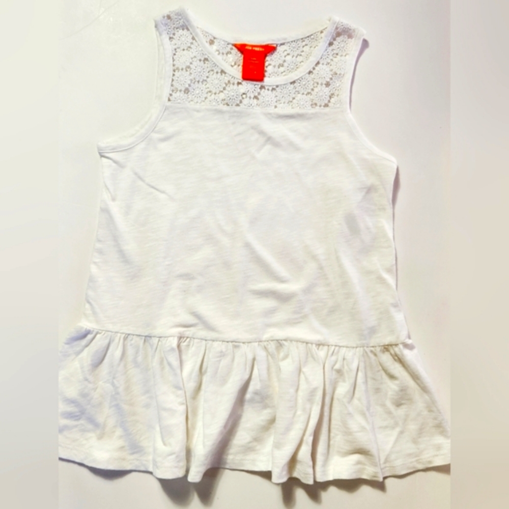 Joe Fresh White Lace Trim Kids Tank Top Size:  10/12 L